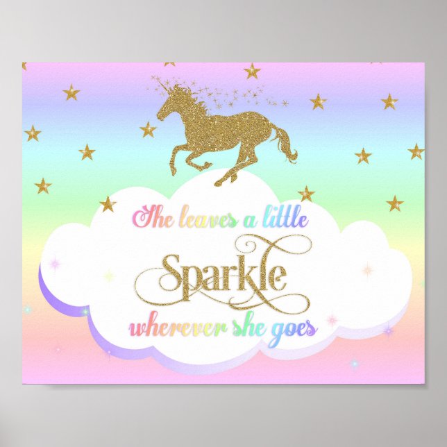 Unicorn Rainbow Verlasse sie ein wenig Sparkle Poster (Vorne)