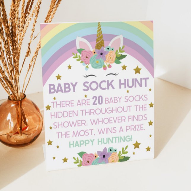 Unicorn Rainbows Baby Sock Hunt Baby Showspiel Sockelschild (Von Creator hochgeladen)