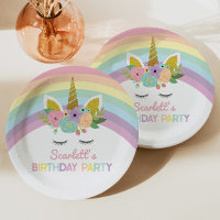 Unicorn Rainbows Birthday Party Paper Teller