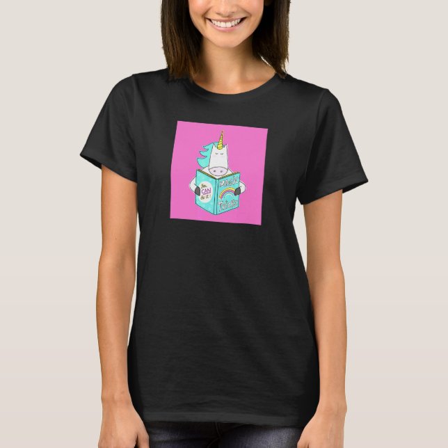 Unicorn Reading Magic Tricks Buch Niedlicher Spaß  T-Shirt (Vorderseite)