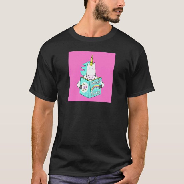 Unicorn Reading Magic Tricks Buch Niedlicher Spaß  T-Shirt (Vorderseite)