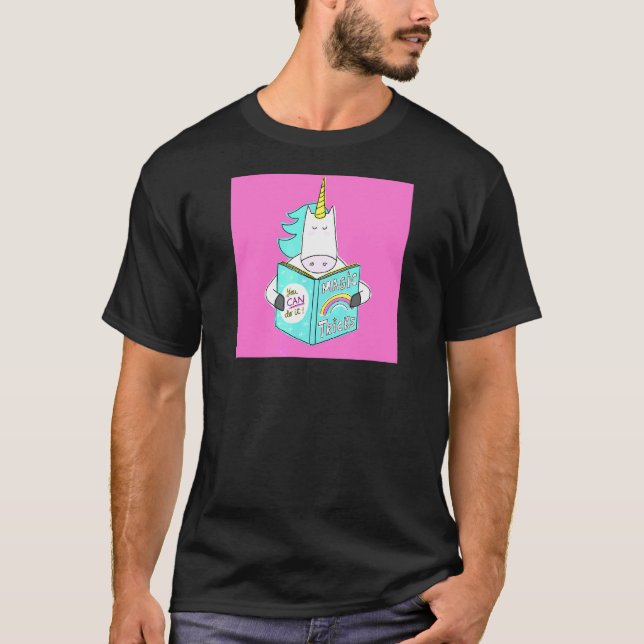 Unicorn Reading Magic Tricks Buch Niedlicher Spaß  T-Shirt (Vorderseite)