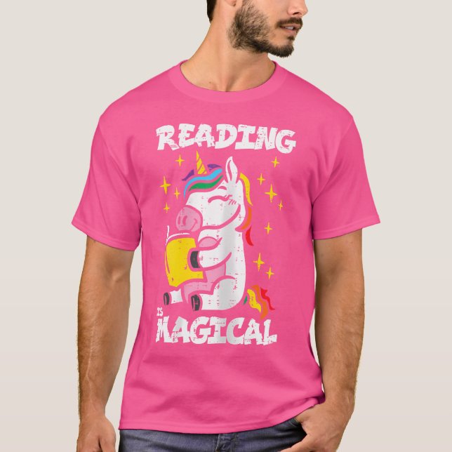 Unicorn Reading Magical Book Lover Bookworm Girls T-Shirt (Vorderseite)