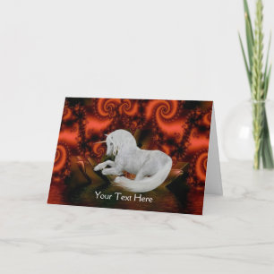 Unicorn Red Fraktals Fantasy Art Foto Card Karte