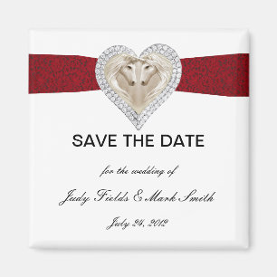 Unicorn Red Lace Save the Date Magnet