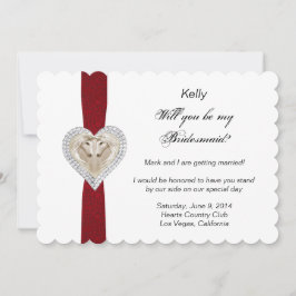 Unicorn Red Lace Wedding Bridesmaid Card Einladung