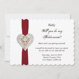 Unicorn Red Lace Wedding Bridesmaid Card Einladung