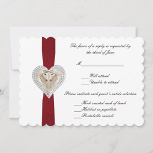 Unicorn Red Lace Wedding Response Card Einladung