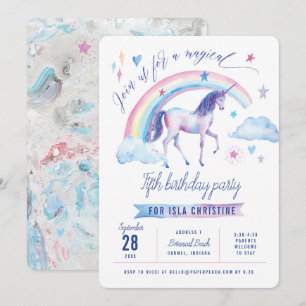 Unicorn-Regenbogen-Geburtstags-Party Einladung