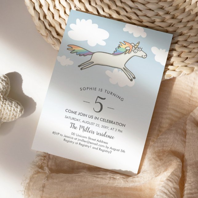 Unicorn Regenbogen Hand Niedlichen Brand Geburtsta Einladung (Von Creator hochgeladen)
