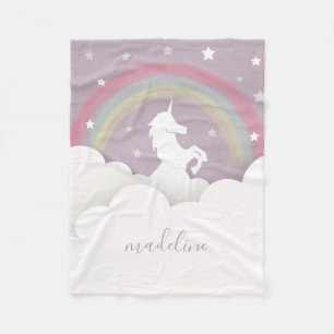 Unicorn-Regenbogen hat den lila personalisierten Fleecedecke