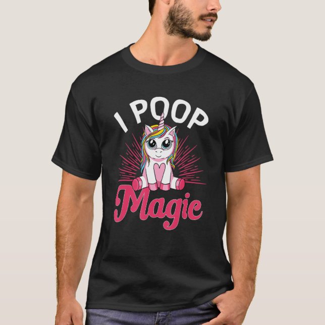 Unicorn Regenbogen i kack Magie T-Shirt (Vorderseite)