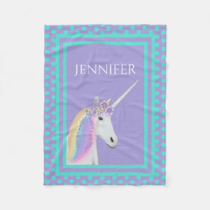 Unicorn-Regenbogen-lila aquamarines Fleecedecke