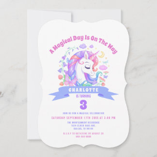 Unicorn Regenbogen Magischer Kindergeburtstag Part Einladung