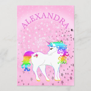 Unicorn Regenbogen Magischer Rosa Niedliche Geburt Einladung