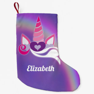 Unicorn-Regenbogen-Monogramm lila Kleiner Weihnachtsstrumpf
