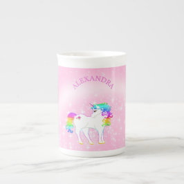 Unicorn Regenbogen Pink Niedlich Whimsical Hot Cho Prozellantasse