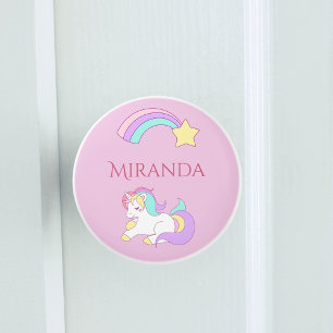 Unicorn Regenbogen Rosa Namensfrau Keramikknauf