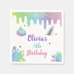 Unicorn Regenbogen Schleim Geburtstag Serviette