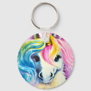 Unicorn Regenbogen Wasserfarbe Schlüsselanhänger