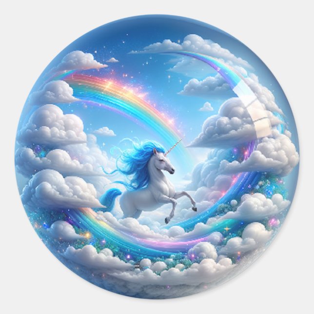 Unicorn-Regenbogenaufkleber - steil ansteigende Fa Runder Aufkleber (Vorderseite)