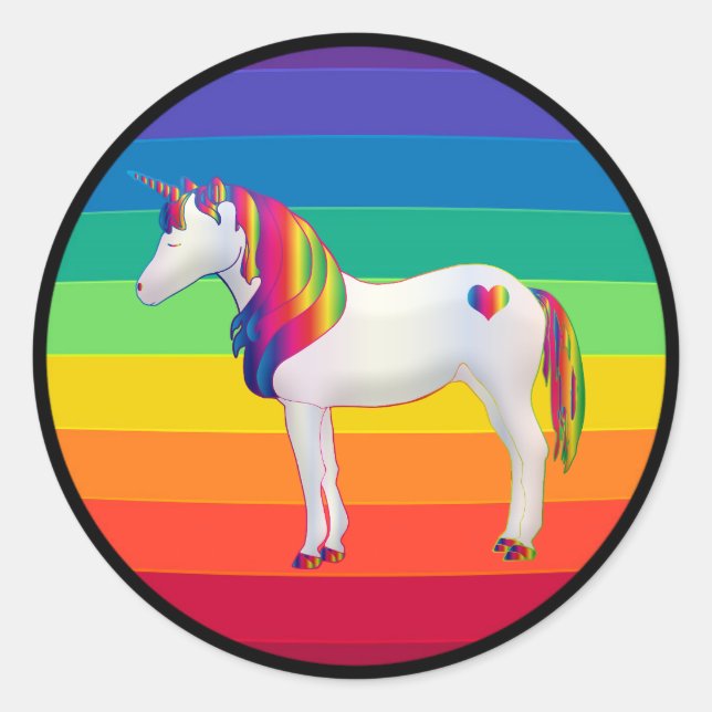 Unicorn-Regenbogenkleber Runder Aufkleber (Vorderseite)