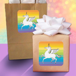 Unicorn Regenbogenstreifen Quadratischer Aufkleber