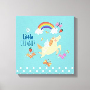 Unicorn Regenbogenwolken und Blume Little Dreamer Leinwanddruck