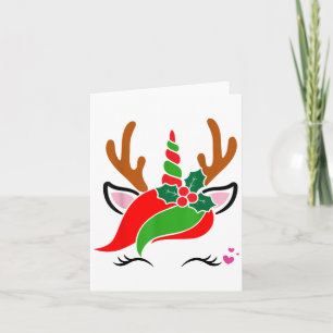 Unicorn Reindeer Face Niedliches Weihnachtsfest Karte