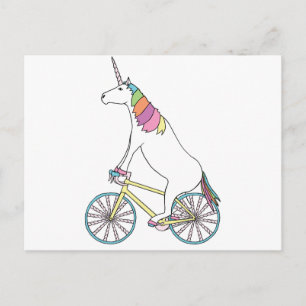 Unicorn Reitrad W/ Einhorn Horn Spoked Wheels Postkarte