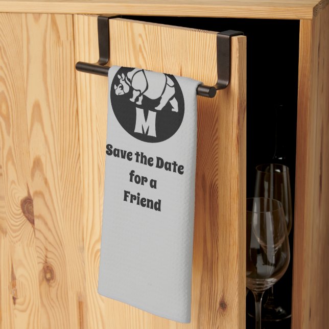 Unicorn Rhino Silhouette Monogramm Foto Geschirrtuch (Drittel gefaltet)