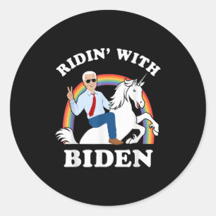 Unicorn Ridin mit Biden Funny Joe Biden Runder Aufkleber