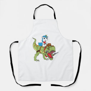 Unicorn Riding Dinosaur Kids Boys Girls Cowboy T-R Schürze