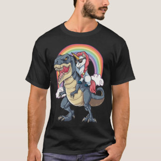 Unicorn Riding Dinosaur Liebe Vater T-Shirt