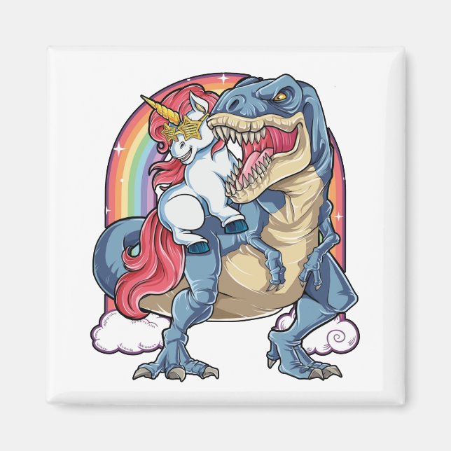 Unicorn Riding Dinosaur Magnet (Vorne)