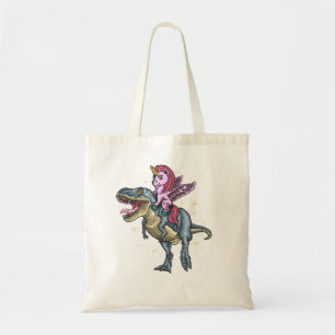 Unicorn Riding Dinosaur T Rex Tragetasche