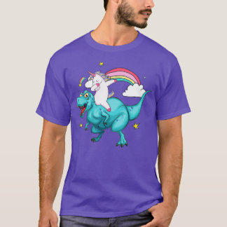 Unicorn Riding Dinosaur T rex Unicorns Rainbow Gi T-Shirt
