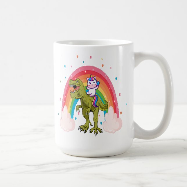 Unicorn Riding Dinosaur Tasse (Rechts)