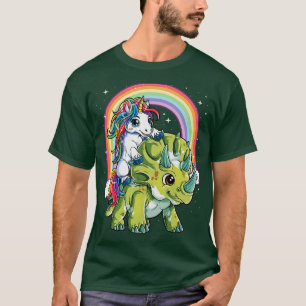Unicorn Riding Dinosaurier für Mädchen Frauen Kind T-Shirt