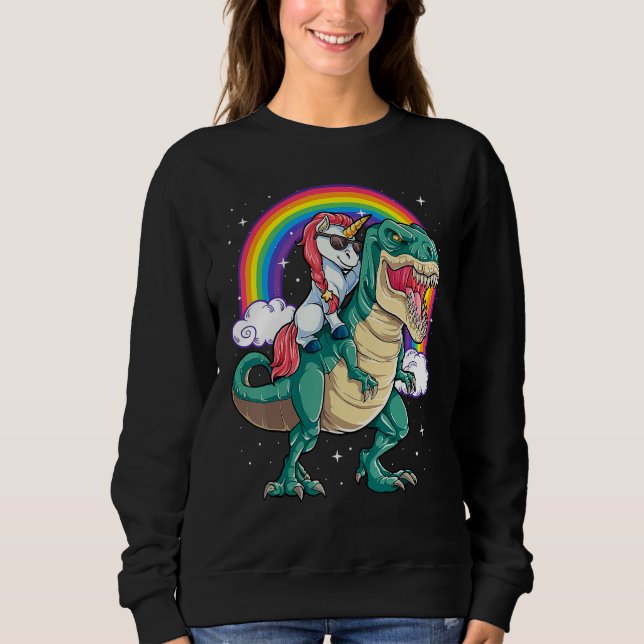 Unicorn Riding Rex Dinosaur Boys Girls Men Women R Sweatshirt (Vorderseite)