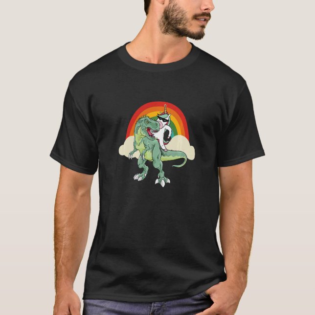 Unicorn Riding Rex Dinosaur Boys Girls Men Women R T-Shirt (Vorderseite)