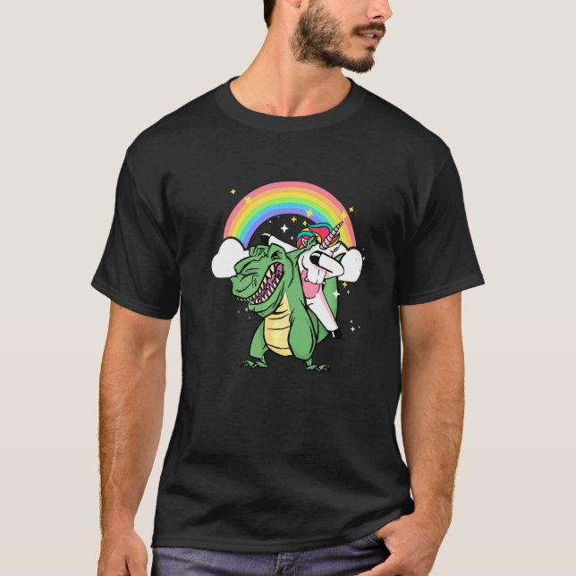 Unicorn Riding Rex Dinosaur Boys Girls Men Women R T-Shirt (Vorderseite)