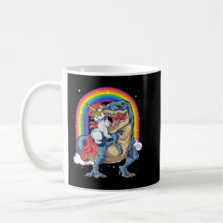 Unicorn Riding T rex Dinosaur Boys Girls Men Rainb Kaffeetasse