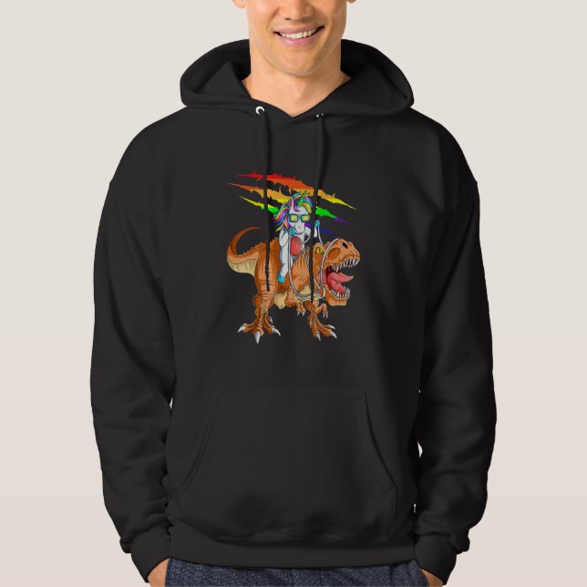 Unicorn Riding T rex Dinosaur Boys Girls Men Women Hoodie (Vorderseite)