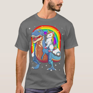 Unicorn Riding T rex Dinosaur Boys Girls Men Women T-Shirt