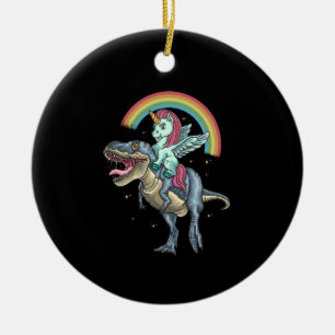 Unicorn Riding T rex Dinosaur Keramik Ornament