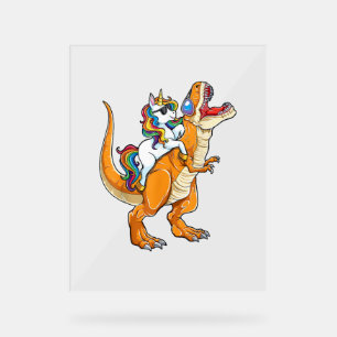 Unicorn Riding T rex Men Dinosaur Funny Boys Acrylschild