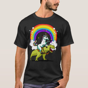 Unicorn Riding TRex Dinosaur Party T-Shirt
