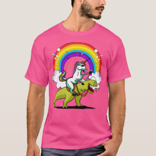 Unicorn Riding TRex Dinosaur Party T-Shirt