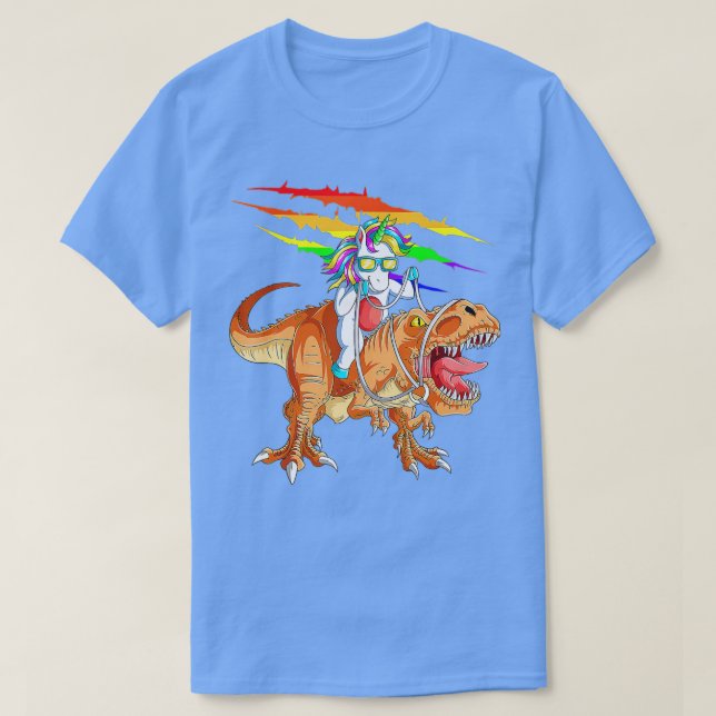 Unicorn Riding TRex Dinosaurier für Kinder Jungen  T-Shirt (Design vorne)